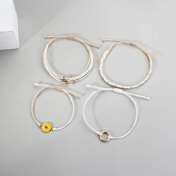 Sunflower Rope Bracelets Handmade Boho Surfing Beach Friendship Jewelry - Picture 4 of 5